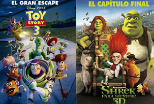 Toy Story 3D vs Shrek 3D ¿En que salas estará cada una?