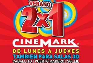 Cinemark lanza 2 x 1 para tres complejos